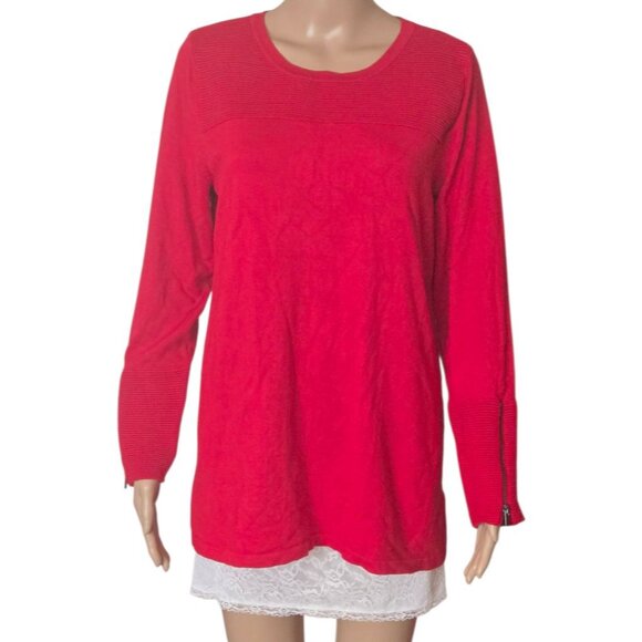 Chico's red Sweater Shirt long sleeve Women's Chico's Size 1 US M - Picture 1 of 6